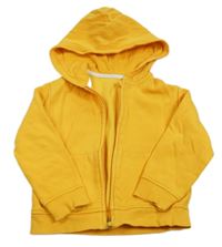 Žlutá propínací mikina s kapucí 