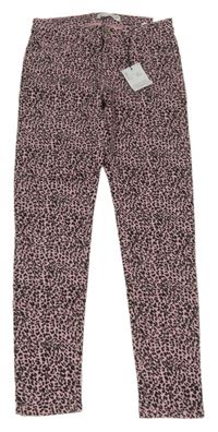 Nové - růžovo-černé leopardí skinny rifle Zara