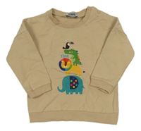 Béžová lehká mikina se zvířátky 