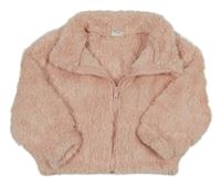 Světlerůžová chlupatá propínací mikina Shein