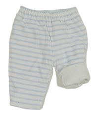 Bílo-modré pruhované zateplené sametové tepláky C&A