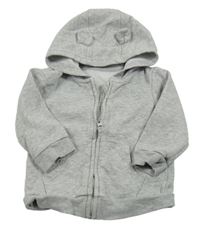 Šedá melírovaná propínací mikina s autem a kapucí George