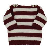 Bílo-vínový pruhovaný svetr 
