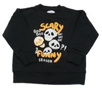 Černá lehká mikina s lebkami Sinsay