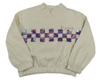 Smetanová crop mikina s flitry Nutmeg