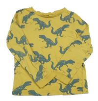 Okrové pyžamové triko s dinosaury Tu
