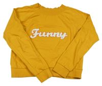 Okrová crop mikina s nápisem