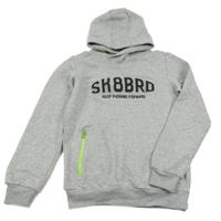 Šedá melírovaná mikina s nápisem a kapucí Y.F.K.