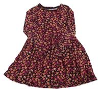 Černo-růžové květované bavlněné šaty Tu