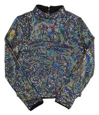 Stříbrno-černé flitrové triko M&S