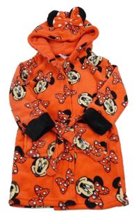 Červeno-černý chlupatý župan s Minnie a kapucí 