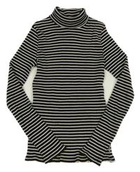 Černo-bílé pruhované žebrované triko s rolákem WE