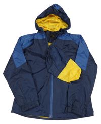 Tmavomodro-žlutá šusťáková jarní funkční bunda s kapucí Crivit