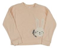 Světlerůžové sametové pyžamové triko s králíkem 