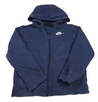 Tmavomodrá propínací mikina s logem a kapucí Nike