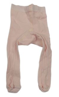 Světlerůžové žebrované punčocháče 