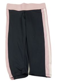 Černo-růžové crop sportovní legíny 