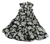 Nové - černo-bílé květované lehké šaty Primark