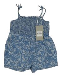 Nové - modrý vzorovaný kraťasový overal s žabičkováním Primark