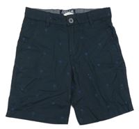 Tmavomodré plátěné chino kraťasy s palmami H&M