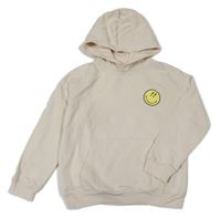 Světlebéžová mikina se smajlíkem a kapucí H&M