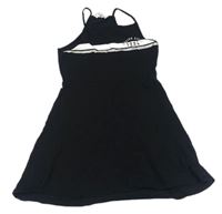 Černé bavlněné šaty s pruhy a nápisem H&M