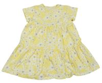 Žluté květované bavlněné šaty s puntík George