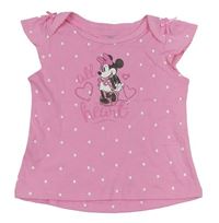 Růžové puntíkaté tričko s Minnie Disney