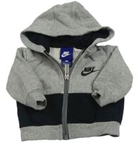 Šedo-černá propínací mikina s logem a kapucí Nike