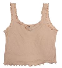 Světlerůžový žebrovaný crop top New Look