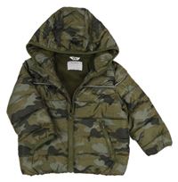 Khaki-černá army šusťáková zimní bunda s kapucí M&Co.