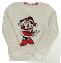 Bílá plyšová mikina s Minnie Disney