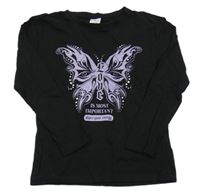 Černé triko s motýlem Page one young