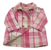 Růžovo-bílo-béžový kostkovaný podšitý kabát Nutmeg