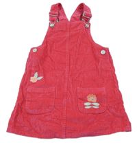 Růžové manšestrové laclové šaty s květy Tu