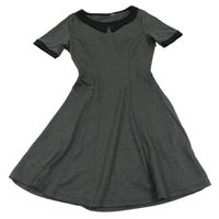 Tmavošedo-černé šaty s límečkem 
