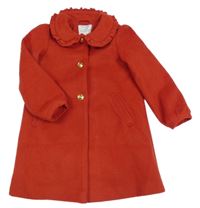 Červený žebrovaný flaušový podšitý kabát s límečkem Primark