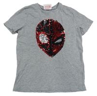 Šedé tričko se Spidermanem z flitrů Marvel