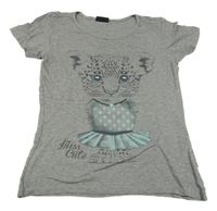 Šedé tričko s gepardem Page one young
