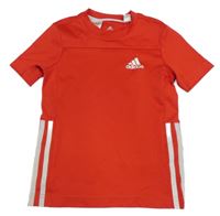 Červeno-bílé sportovní tričko s logem Adidas