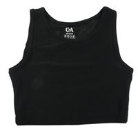 Černý žebrovaný sportovní crop top C&A