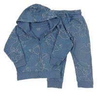 2set - Modrá propínací mikina s diny a kapucí + tepláky Primark