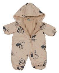 Růžová šusťáková zimní kombinéza s Minnie a kapucí Disney
