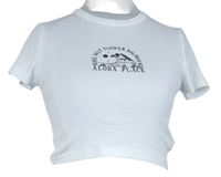 Dámské bílé crop tričko s nápisem Pull&Bear