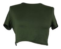 Dámské khaki crop tričko Shein