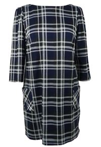 Dámské tmavomodro-černé kostkované úpletové šaty Dorothy Perkins 