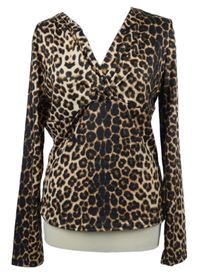 Dámské černo-béžové leopardí triko 