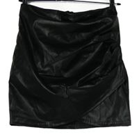 Dámská černá koženková sukně s řasením Shein 