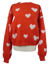 Dámský červený srdíčkovaný crop oversized svetr Shein 