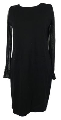 Dámské černé šaty s tylovými rukávy Bonprix 